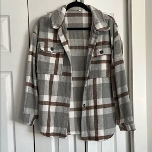 Plaid Gray and Brown Women's Jacket